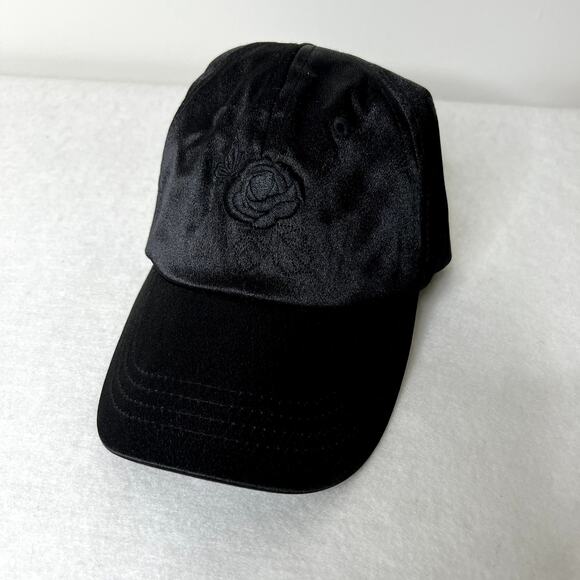 PacSun Black Velvet Rose Baseball Hat - Picture 1 of 7